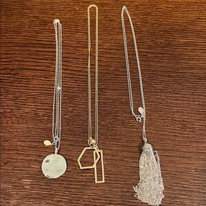 LOFT Silver and Gold Geometric Necklace Set